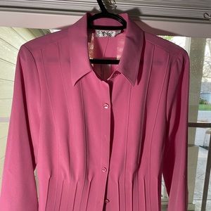 Pink kathy cre polyester long sleeve shirt size s